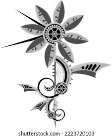 Flor de metal al estilo del steampunk. Ilustración vectorial.