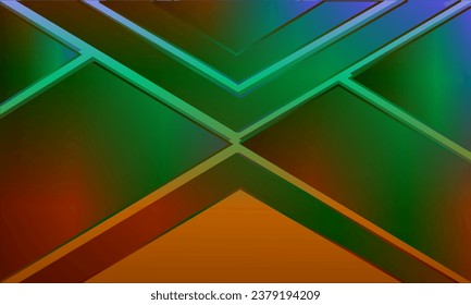 metal fluid vector design with colorful green orange abstract background