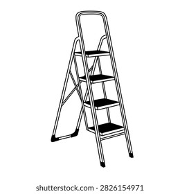 Metal folding step ladder illustration
