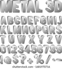 Metal Font 3D - Vector Illustration