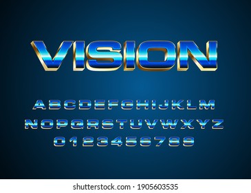 Metal font alphabet collection. Text effect with metallic style for game, movie poster, typography