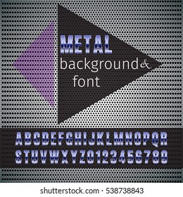 Metal font and background (metal grid). Template for design.