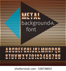 Metal font and background (metal grid). Template for design.