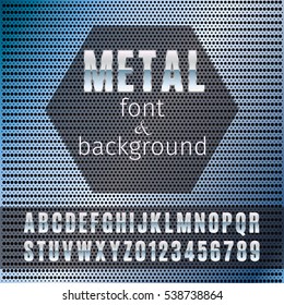 Metal font and background (metal grid). Template for design.