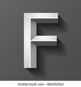 Metal Font With Bevel, Letter F Vector