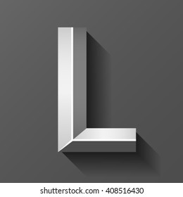 Metal font with bevel, letter L vector