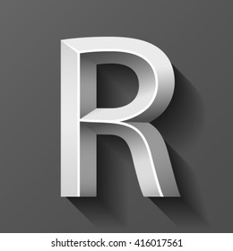 Metal font with bevel, letter R vector