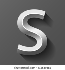 Metal Font With Bevel, Letter S Vector