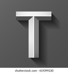 Metal font with bevel, letter T vector