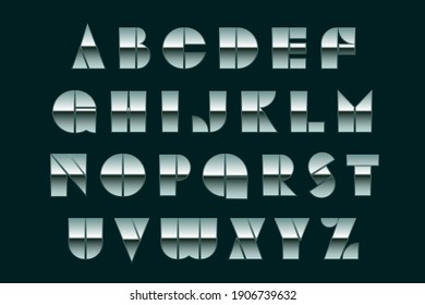 Metal font. Chrome text and metals alphabet. Modern typography. Font for events, promotions, logos, banner, monogram and poster.