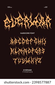 Metal font EVERWAR typography vector punk rock hardcore dark music typerface editable