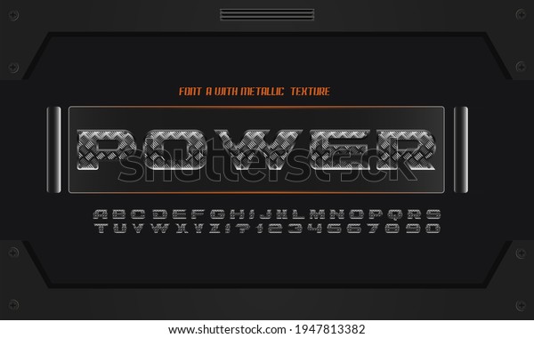 Metal\
font. Letters with metal textures and shadows. Futuristic iron\
font. 3D vector illustration. Vector\
illustration
