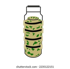 Metal food canister,thai food carrier,Graphic vector