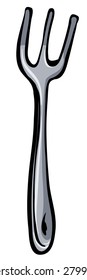 Metal fork on a white background
