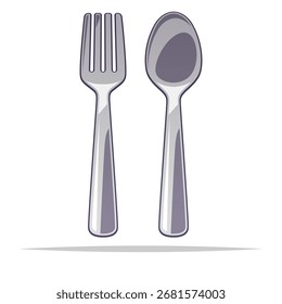 Metal fork and spoon vector isolated illustration