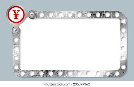 metal frame for any text and yen symbol