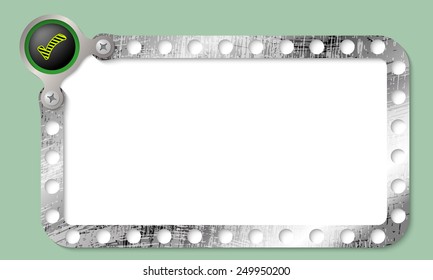 metal frame for entering text and green check box