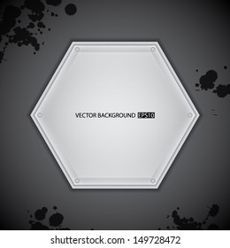 Metal frame on gray background with splashes. EPS10 vector