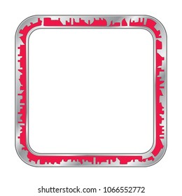 metal frame with red decoration. vector illustration