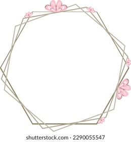 
metal frame with set of heart shaped butterflies