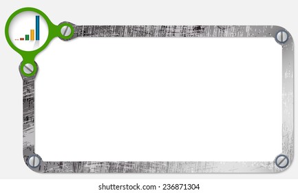 metal frame for text with screws and graph