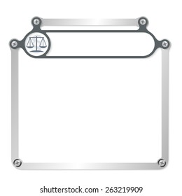Metal frame for text with screws and frame for headline