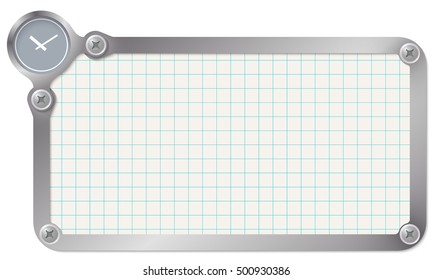Metal frame for your text with graph paper and watches
