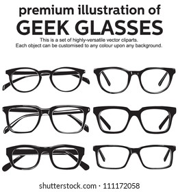 metal framed geek glasses vintage style clipart