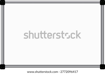 Metal framed whiteboard template with blank writing space