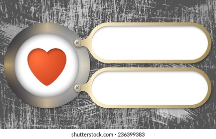 metal frames with heart and scratched background