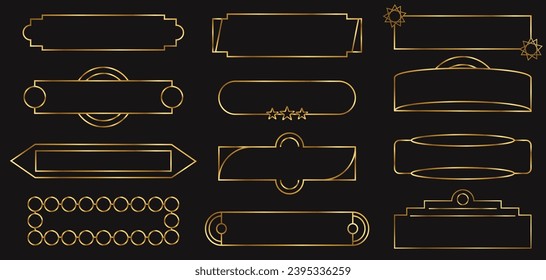  Metal frames, UI elements with exquisite decoration. Gold metal Frames of various shapes, frames for name, buttons for games medieval style.