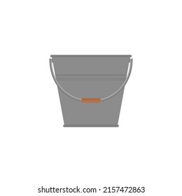 Metal galvanized bucket with handle. Vector icon on white background.