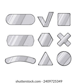 metal game button set cartoon. ui gold, interface fantasy, border golden metal game button sign. isolated symbol vector illustration