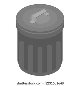 Metal garbage bin icon. Isometric of metal garbage bin vector icon for web design isolated on white background