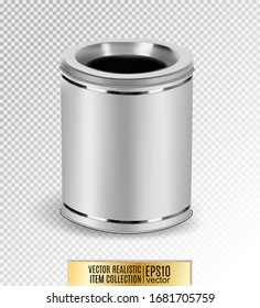 Basura metálica en fondo transparente. vector realista, ilustración 3d