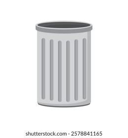 Metal garbage can isolated on white background. Steel trash bin for recycling and sort waste. Separation and recycle trash. Refuse collection, segregation and reclamation. flat vector illustration