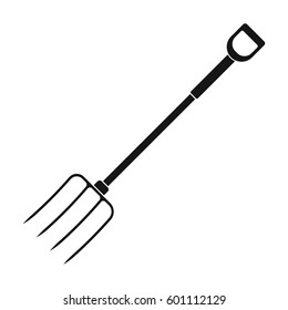 Metal garden forks with plastic handle for working with hay.Farm and gardening single icon in black style vector symbol stock illustration.