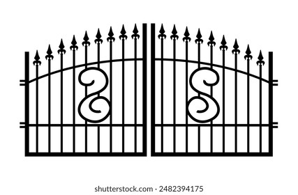 Metal gate - vector illustration, fence	