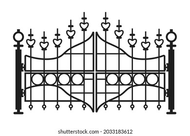Metal gate vector illustration isolated on a white background.
