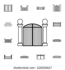 metal gates icon. Detailed set of Doors, gates and windows icons. Premium quality graphic design icon. One of the collection icons for websites, web design, mobile app on white background