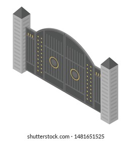 Metal gates icon. Isometric of metal gates vector icon for web design isolated on white background