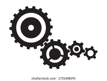 Metal gear cogs set. Wheel symbol, machine engine element.  Isolated elements on white background.