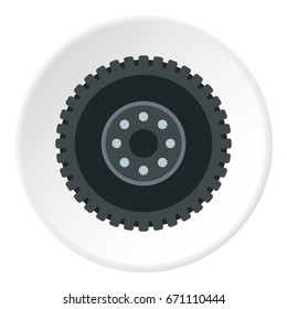 Metal gear icon in flat circle isolated vector illustration for web
