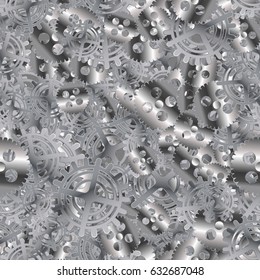 Metal gears background. Seamless pattern. Vector illustration