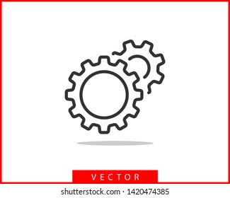 Metal gears and cogs vector. Gear icon flat design. Mechanism wheels logo. Cogwheel concept template.