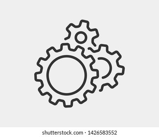 Metal gears and cogs vector. Gear icon flat design. Mechanism wheels logo. Cogwheel concept template.