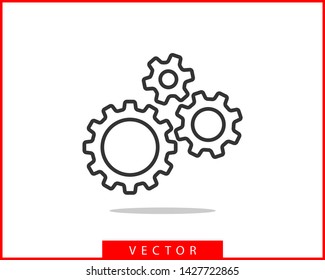 Metal gears and cogs vector. Gear icon flat design. Mechanism wheels logo. Cogwheel concept template.