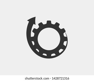 Metal gears and cogs vector. Gear icon flat design. Mechanism wheels logo. Cogwheel concept template.