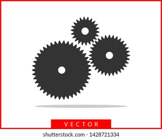 Metal gears and cogs vector. Gear icon flat design. Mechanism wheels logo. Cogwheel concept template.