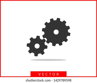 Metal gears and cogs vector. Gear icon flat design. Mechanism wheels logo. Cogwheel concept template.